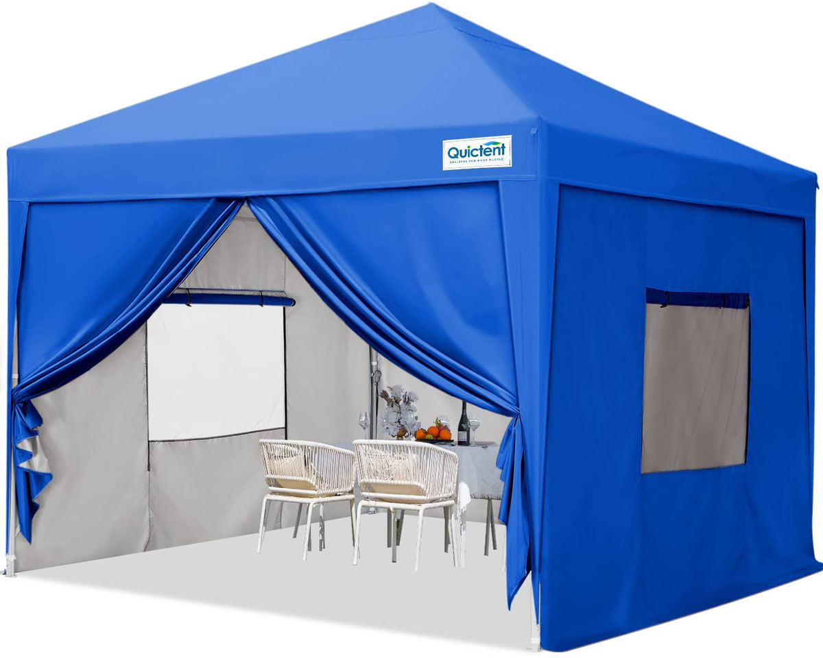 Quictent Privacy 8x8 EZ Pop Up Canopy Tent Instant Shelter with Sides and Mesh Windows Waterproof -8 Colors (Royal Blue)
